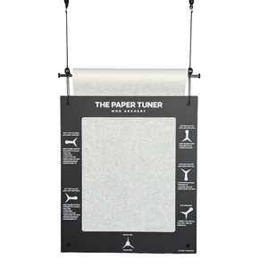 the Paper Tuner bow tuning system hanging from a mount
