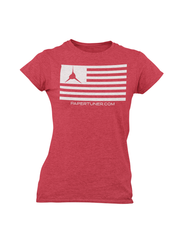 Womans Red Paper Tuner Flag T-Shirt