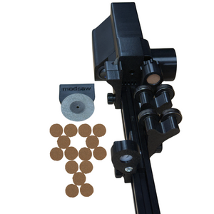 all included components of the modsaw arrow saw, including 15 sandpaper discs, an extra diamond-coated blade, and the saw unit