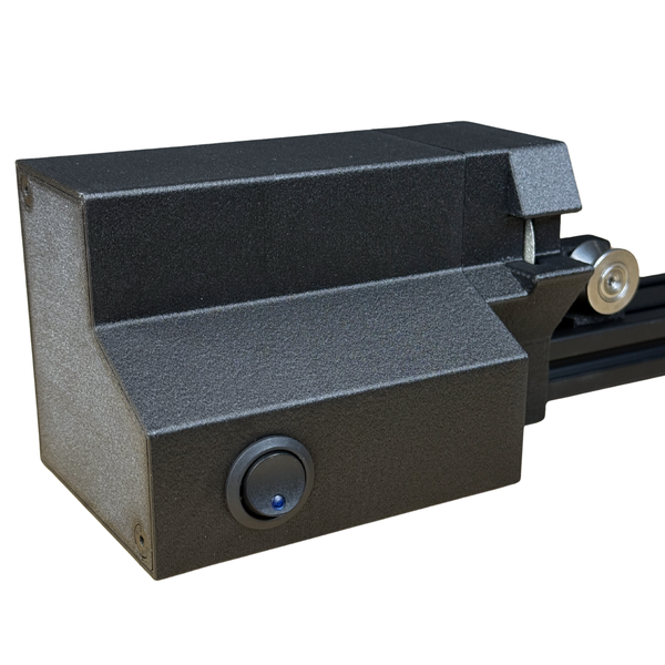 a close up of the modsaw pro arrow saw motor housing unit with the thumbswitch 