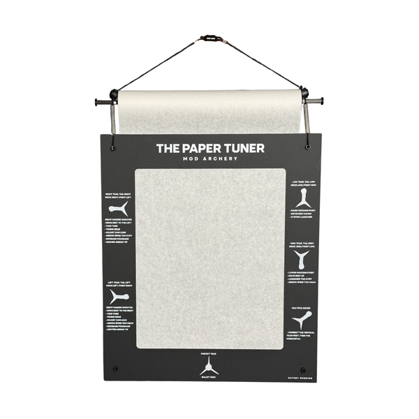 the paper tuner bow tuning system with magnets connected to stow it away when not using 