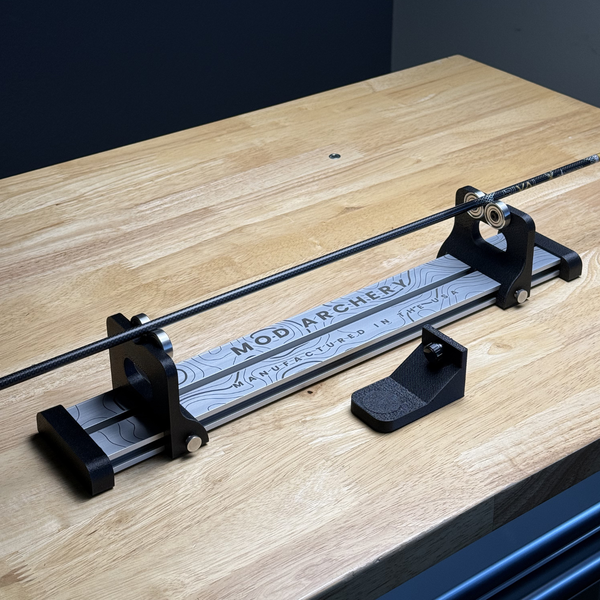 the mod archery tabletop spinner on a workbench 